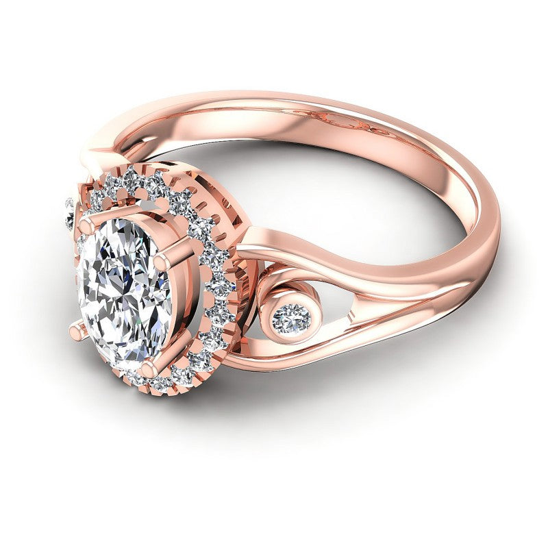 Round and Oval Diamonds 0.60CT Halo Ring in 18KT Rose Gold