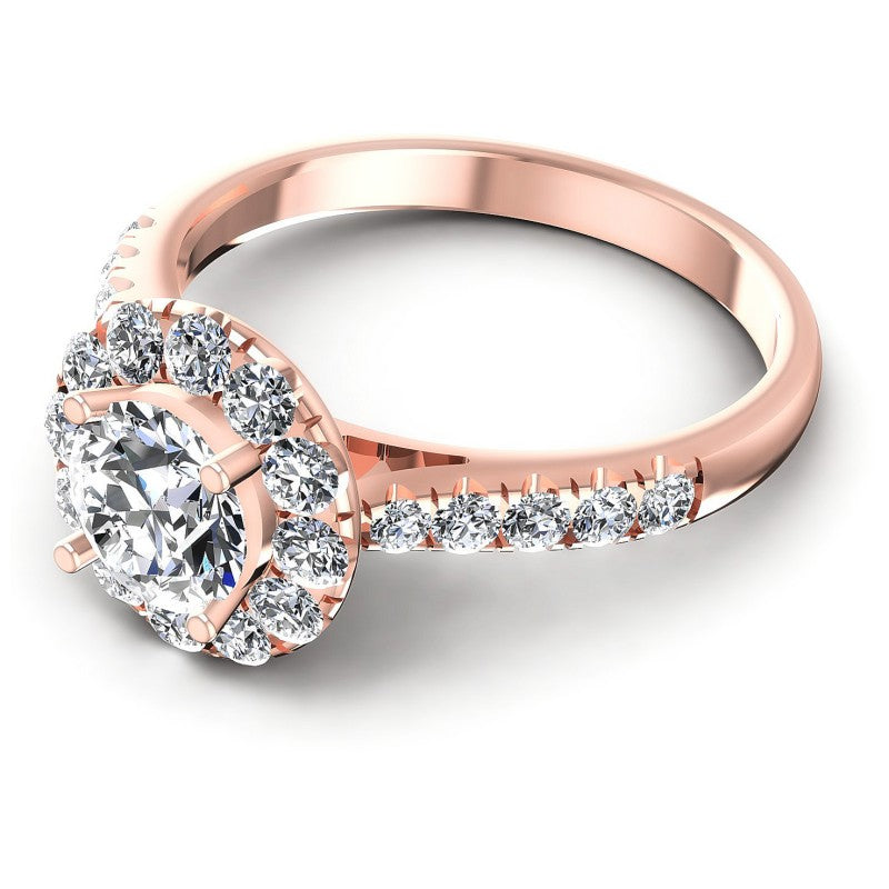 Round Diamonds 1.15CT Halo Ring in 18KT Rose Gold
