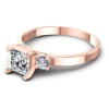 Princess and Round Diamonds 0.85CT Three Stone Ring in 18KT Rose Gold