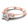 Princess and Round Diamonds 0.90CT Three Stone Ring in 18KT Rose Gold
