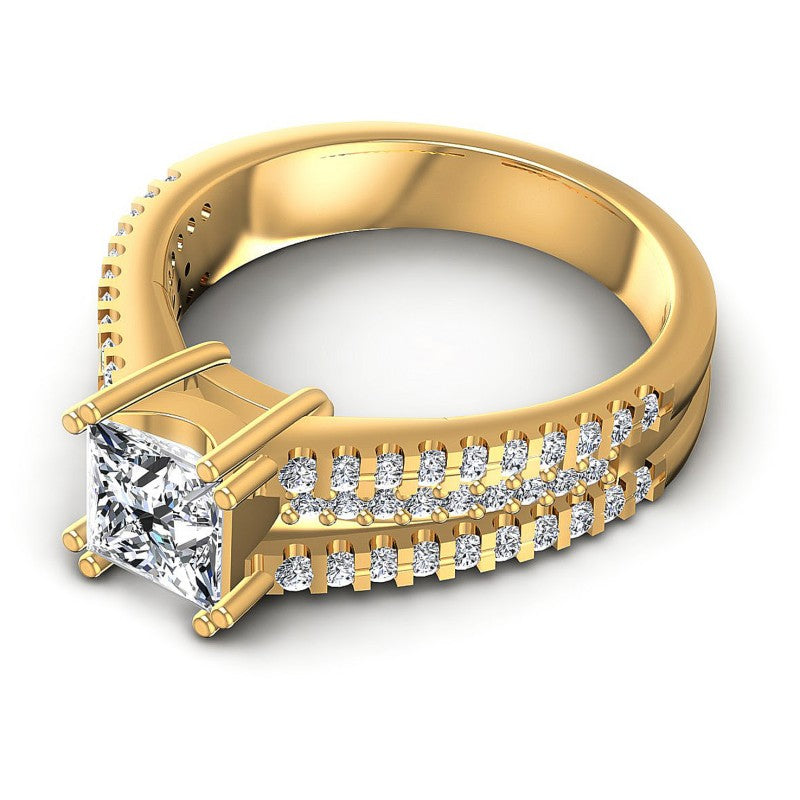 Princess and Round Diamonds 0.85CT Engagement Ring in 14KT Rose Gold