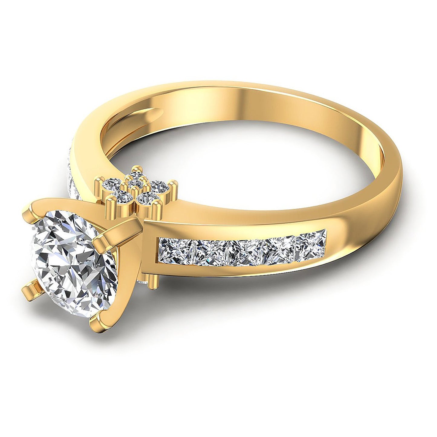 1.15CT Round And Princess Cut Diamonds Engagement Rings