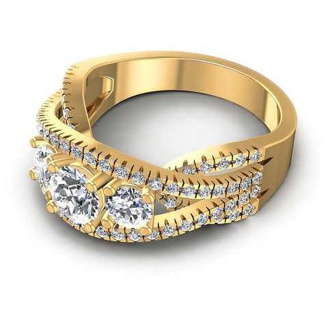 Round Diamonds 1.35CT Three Stone Ring in 14KT Rose Gold