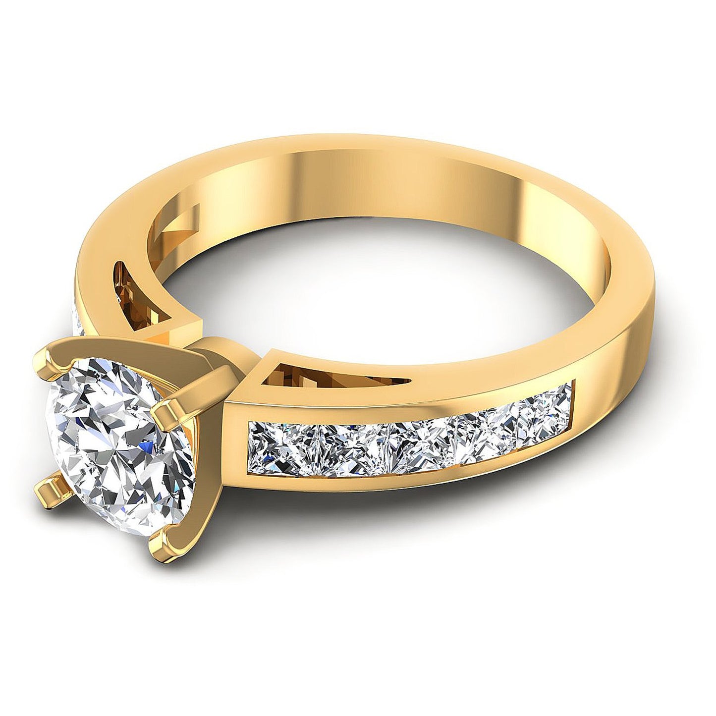 1.55CT Round And Princess Cut Diamonds Engagement Rings