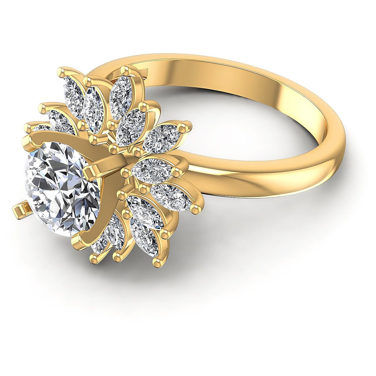 1.05CT Round And Marquise Cut Diamonds Engagement Rings