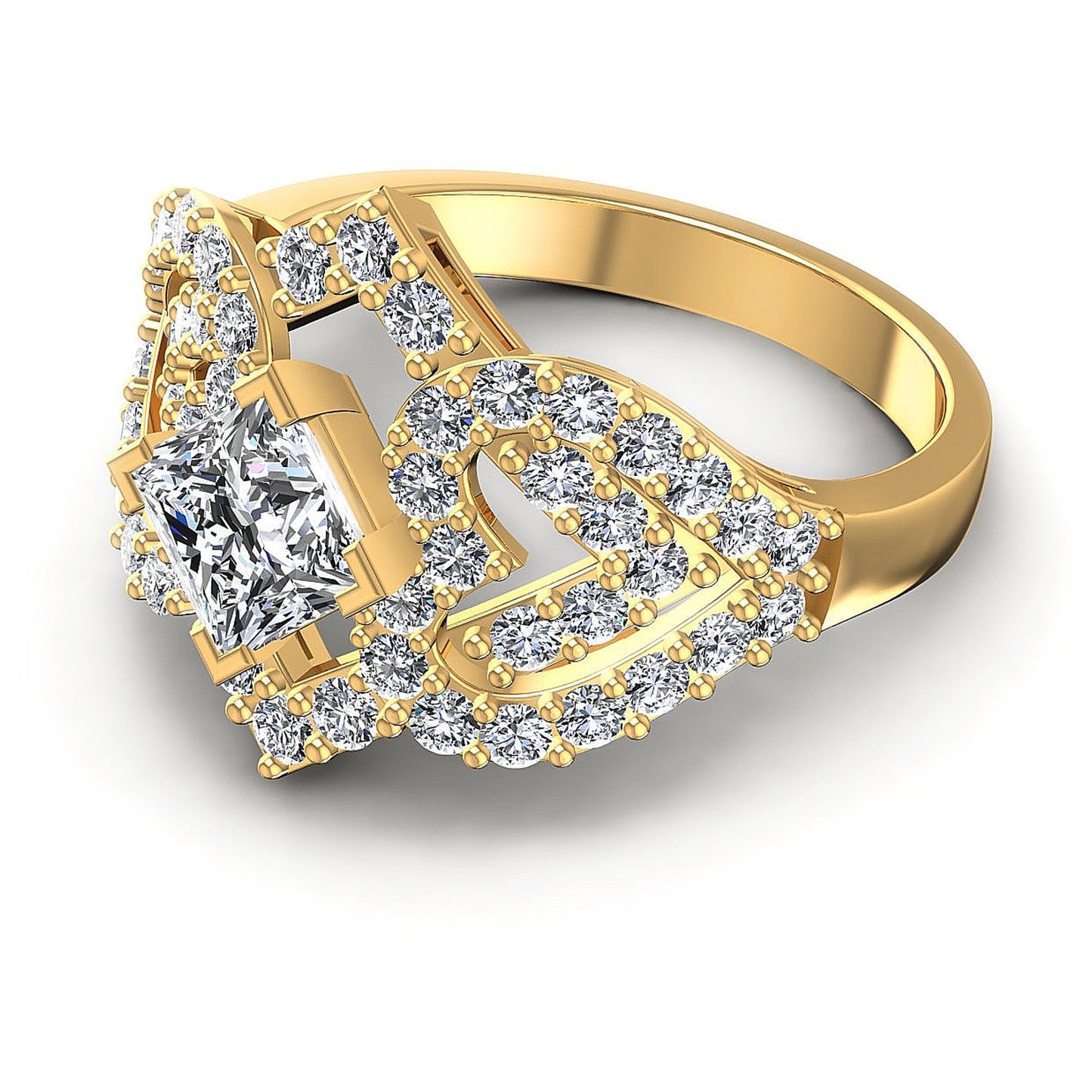 1.20CT Princess And Round Cut Diamonds Engagement Rings