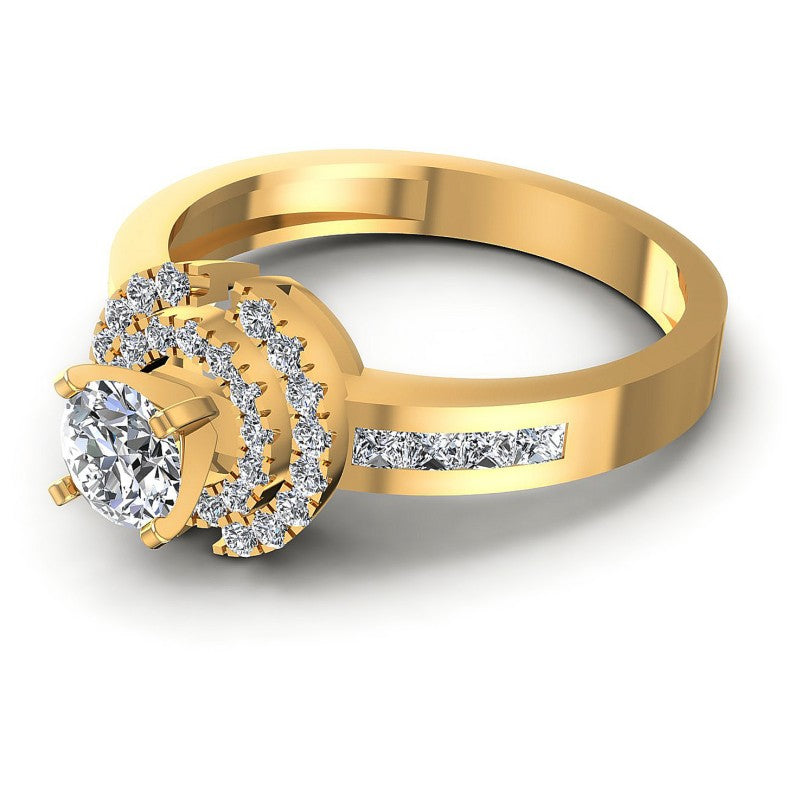 Princess and Round Diamonds 1.05CT Halo Ring in 14KT Rose Gold