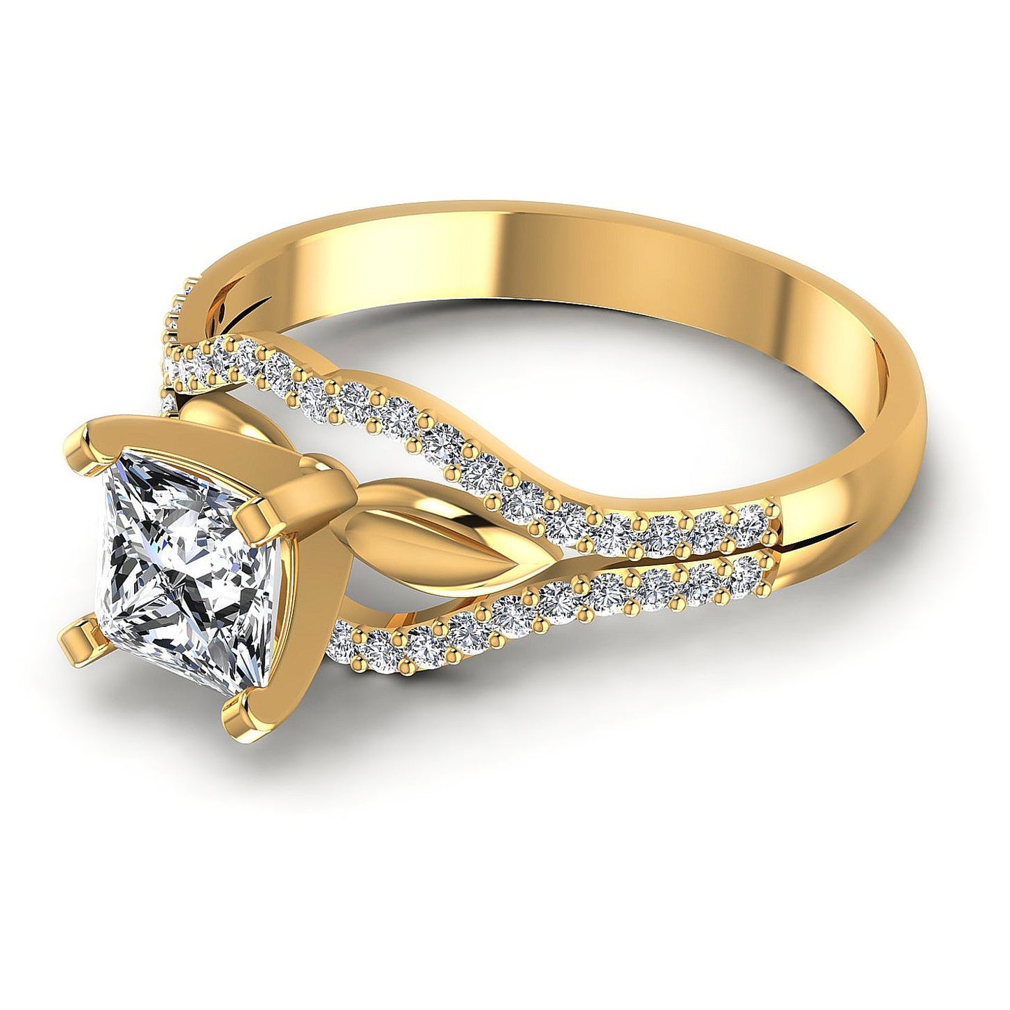 0.65CT Princess And Round Cut Diamonds Engagement Rings