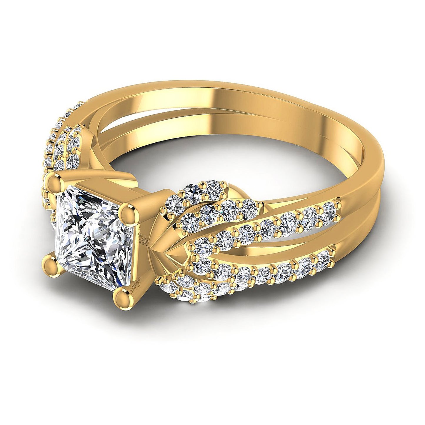 0.85CT Princess And Round Cut Diamonds Engagement Rings