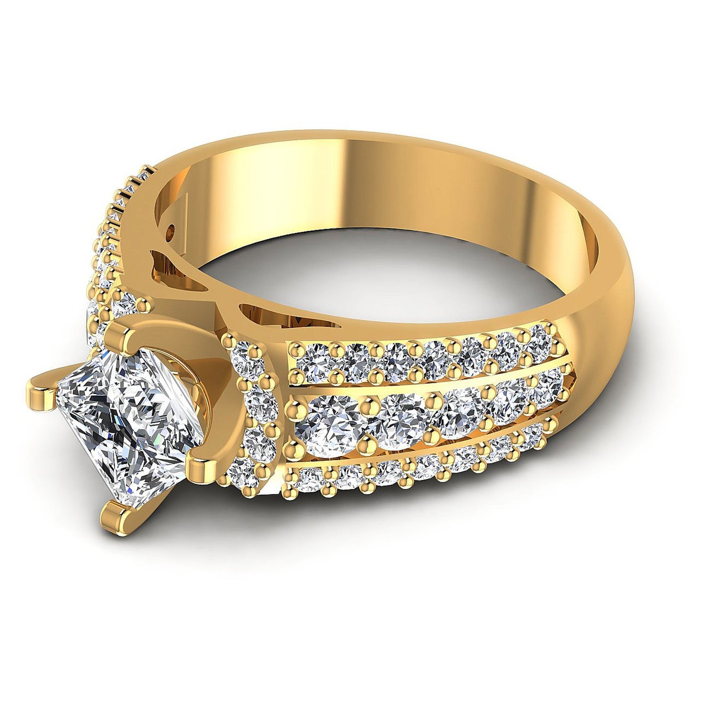 1.20CT Princess And Round Cut Diamonds Engagement Rings