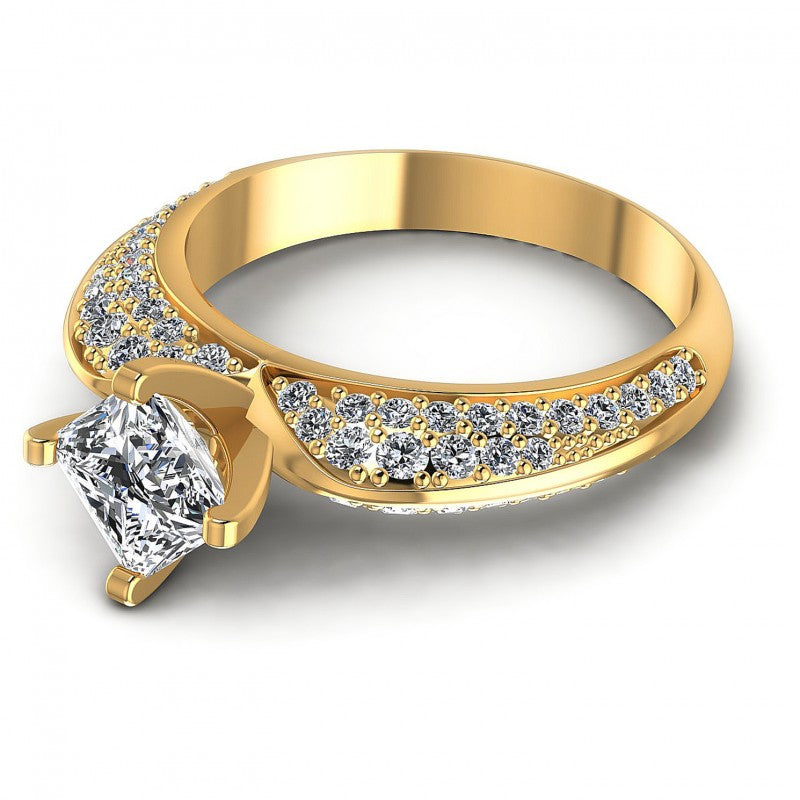 Princess and Round Diamonds 1.00CT Engagement Ring in 14KT Rose Gold