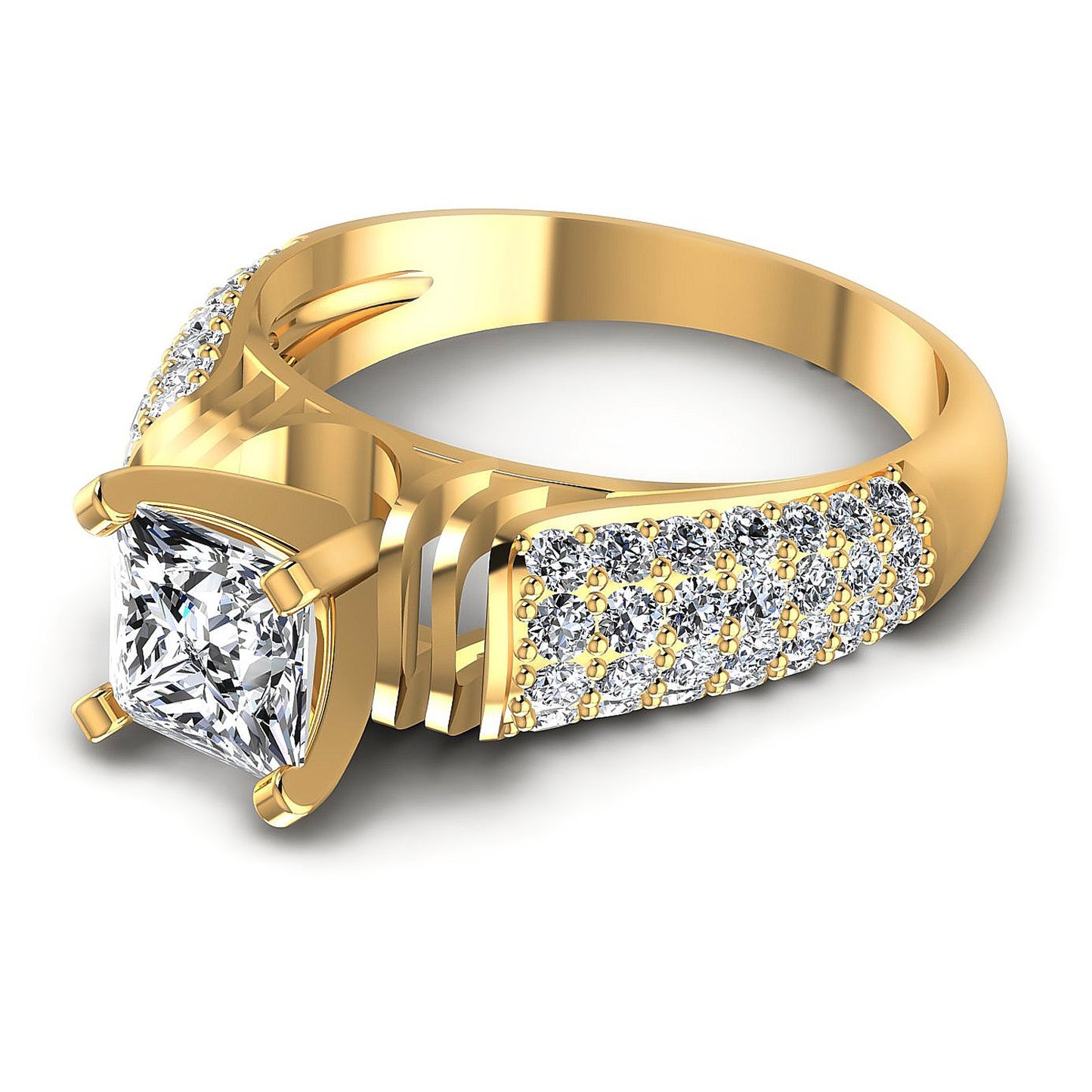 0.95CT Princess And Round Cut Diamonds Engagement Rings