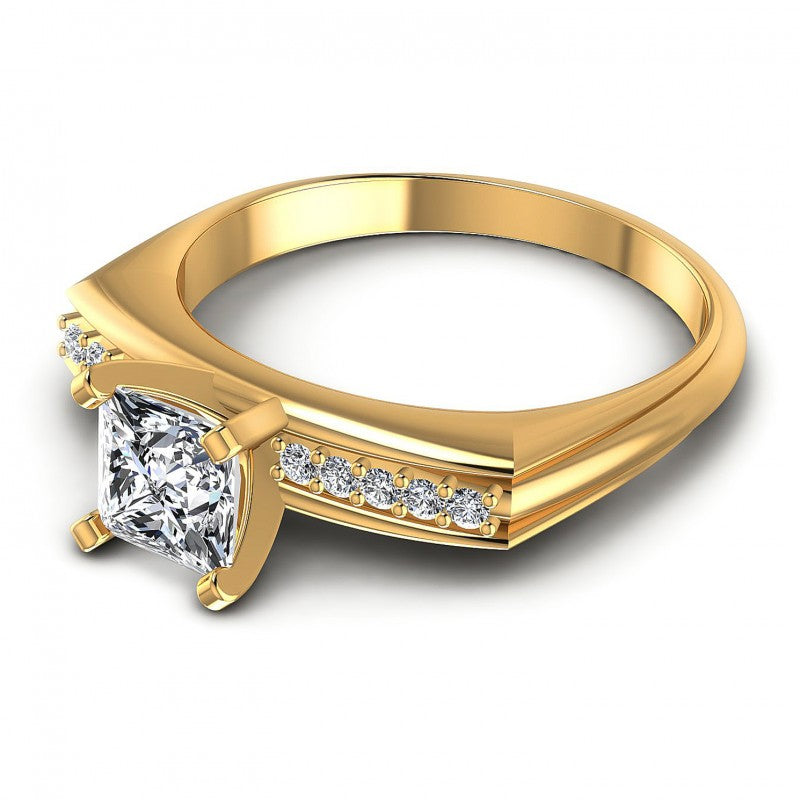 Princess and Round Diamonds 0.45CT Engagement Ring in 14KT Rose Gold