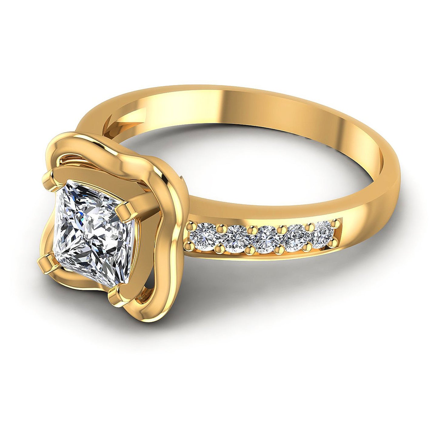 0.55CT Princess And Round Cut Diamonds Engagement Rings