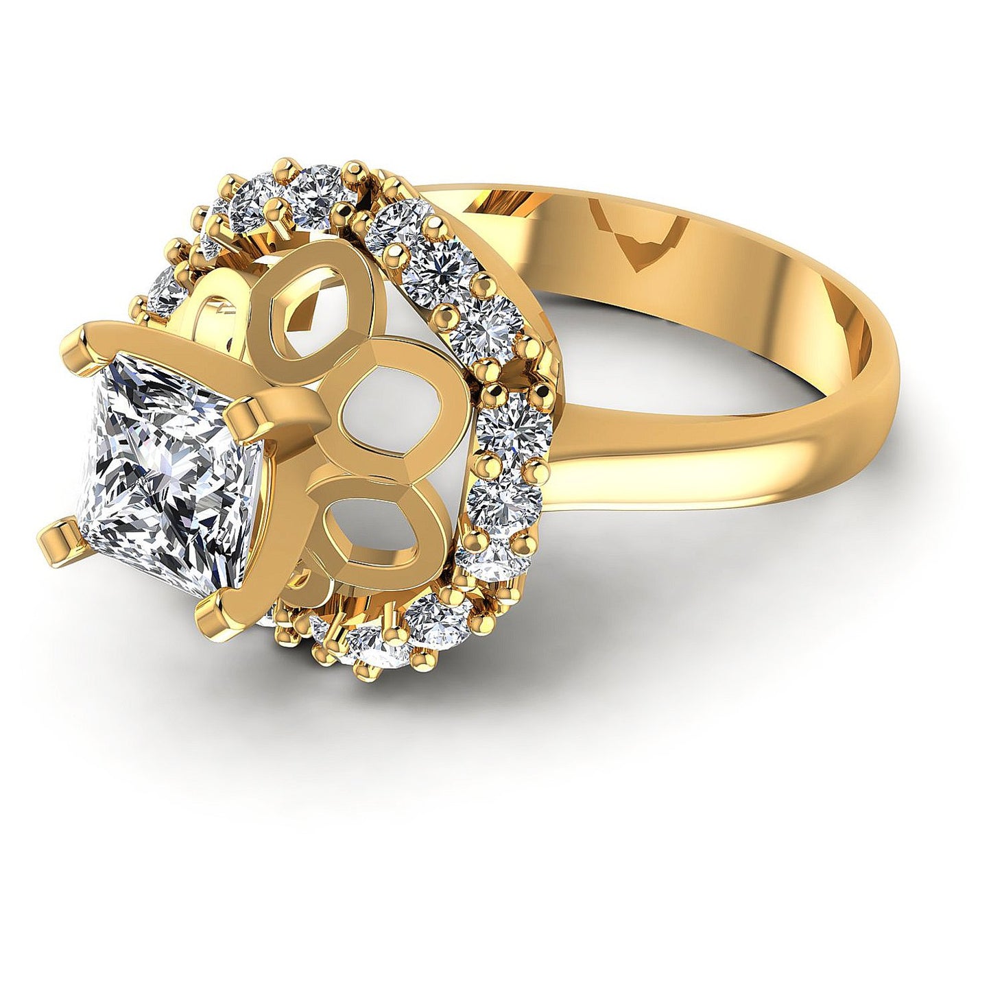 0.85CT Princess And Round Cut Diamonds Engagement Rings