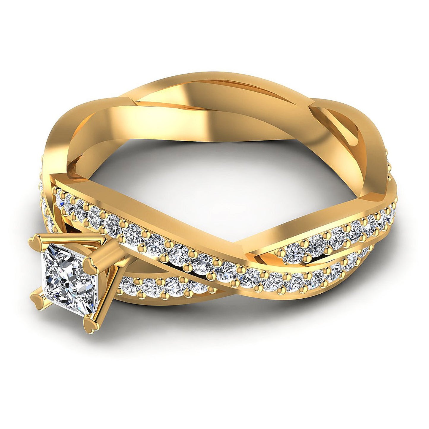 1.00CT Princess And Round Cut Diamonds Engagement Rings