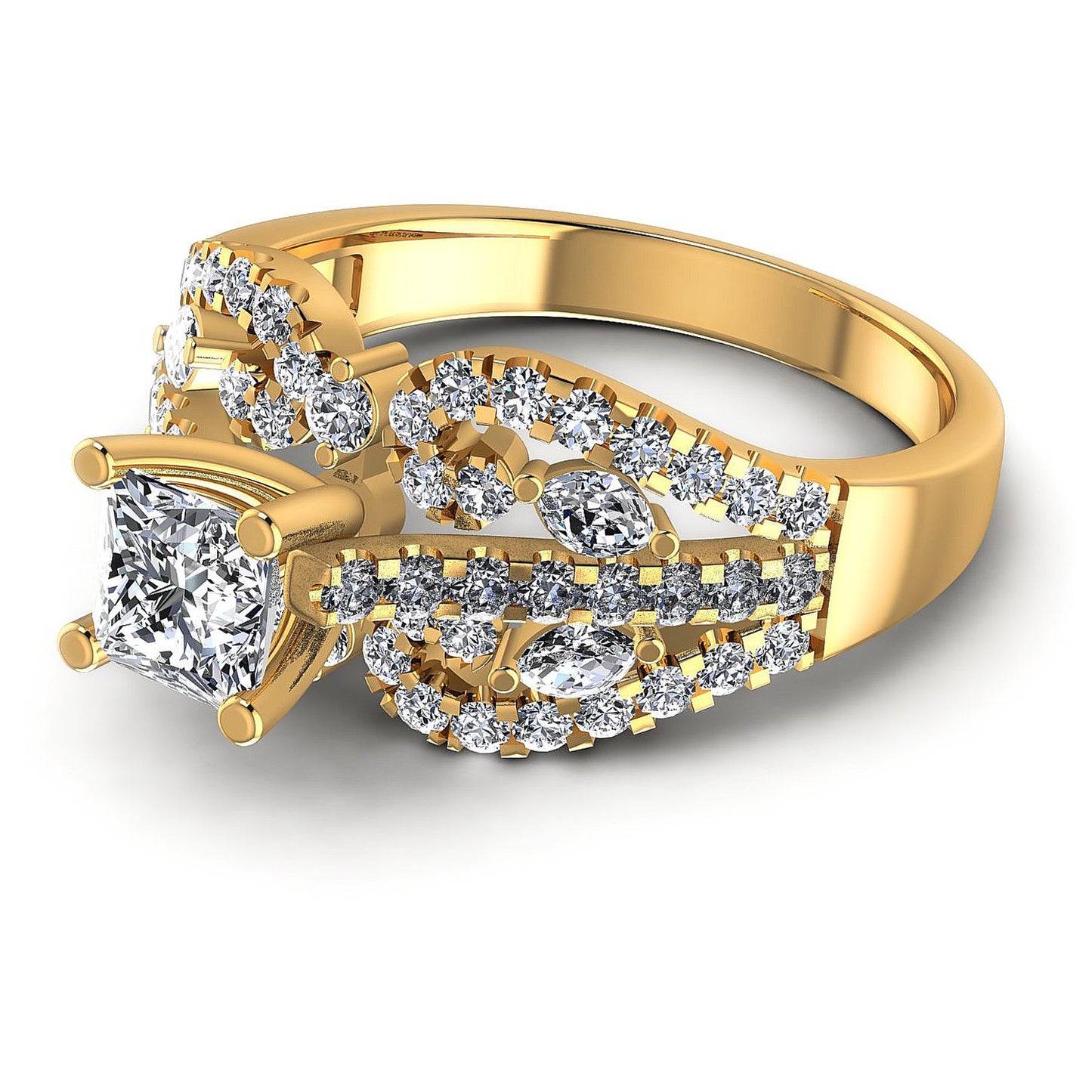 1.25CT Princess And Round And Marquise Cut Diamonds Engagement Rings