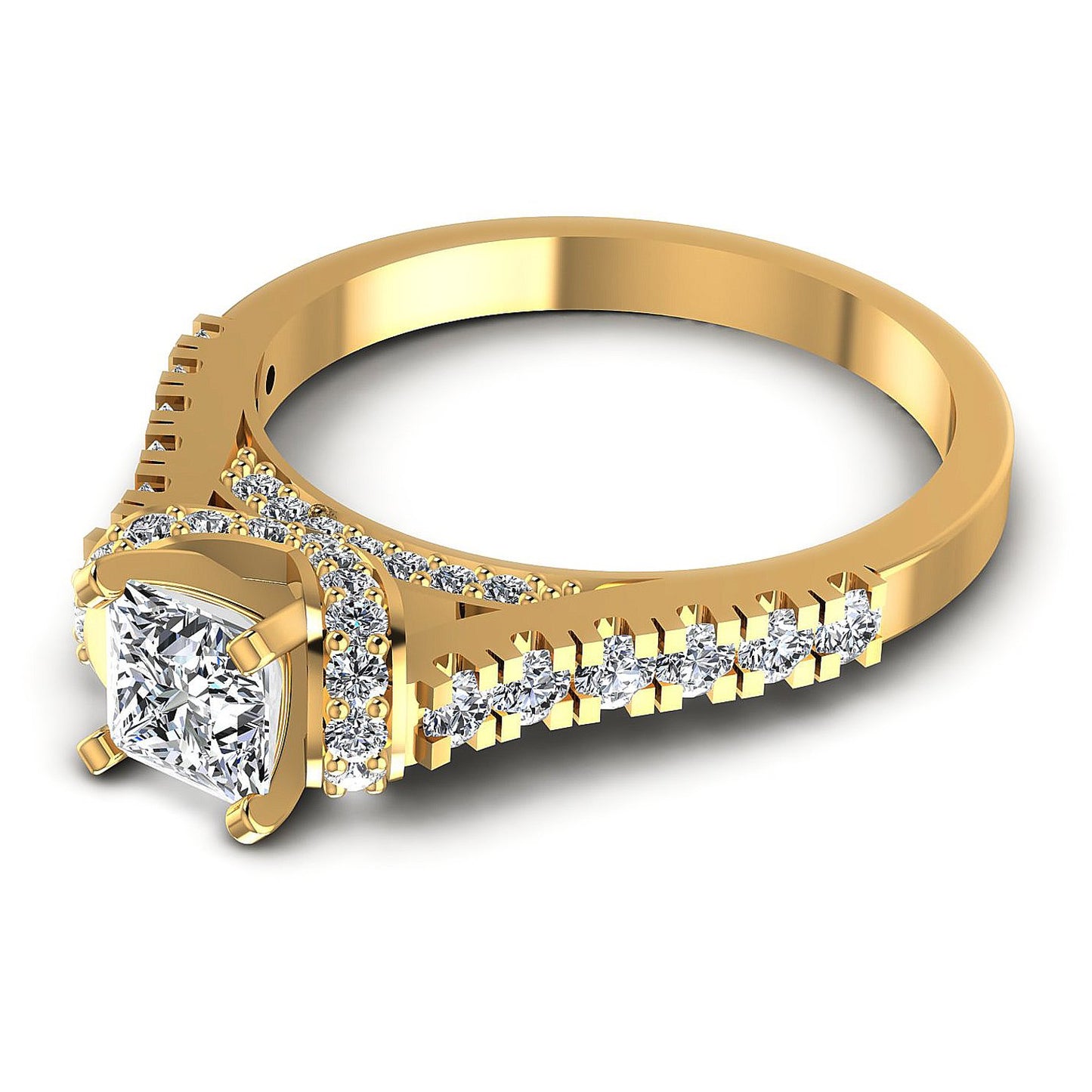 0.95CT Princess And Round Cut Diamonds Engagement Rings