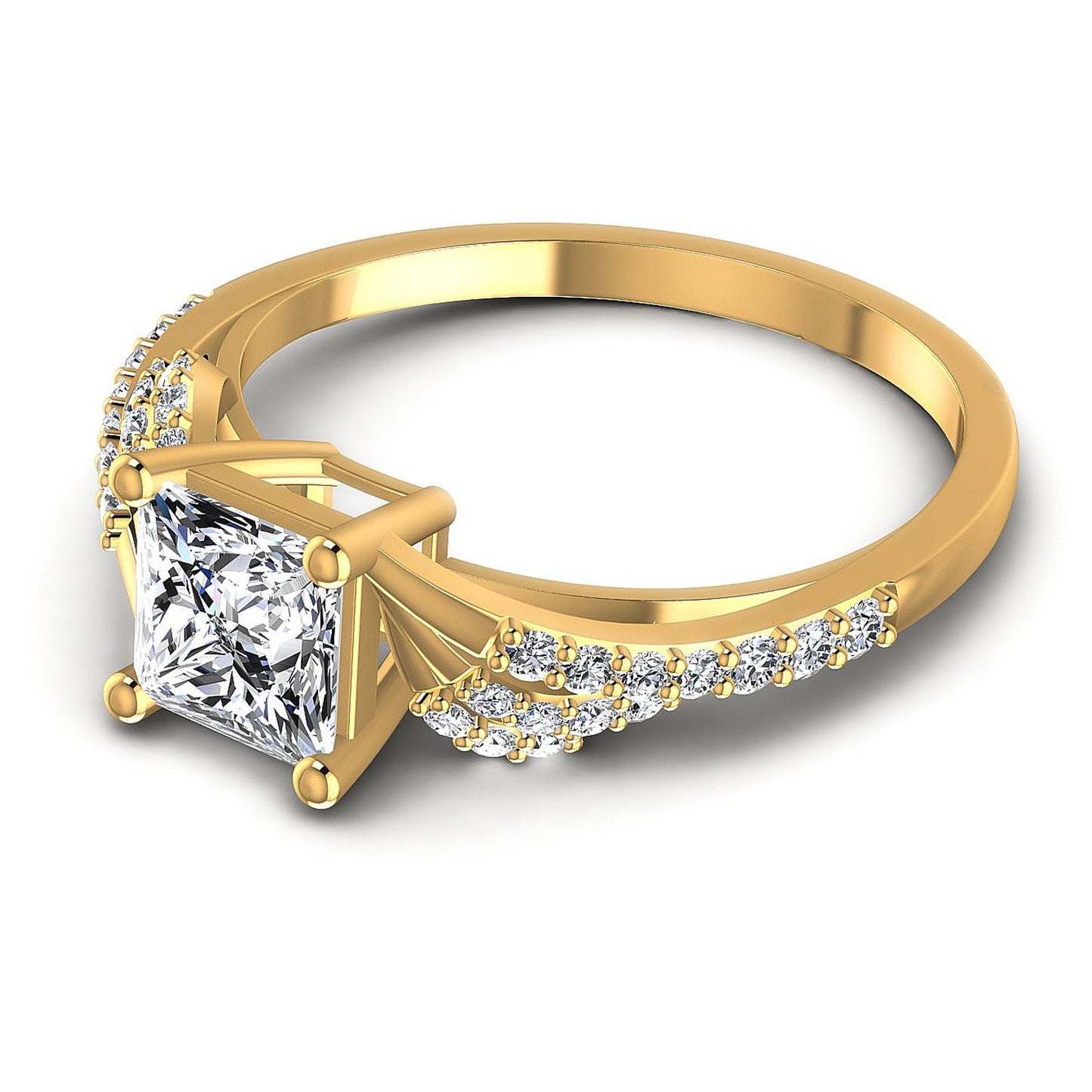 0.60CT Princess And Round Cut Diamonds Engagement Rings