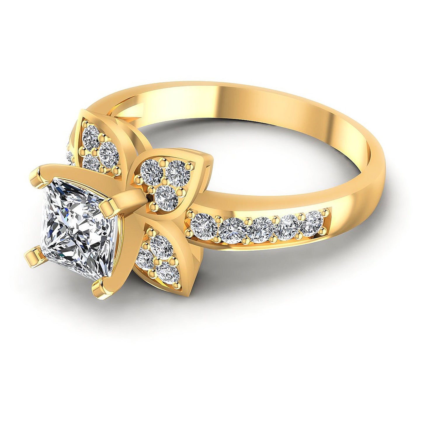 0.75CT Princess And Round Cut Diamonds Engagement Rings