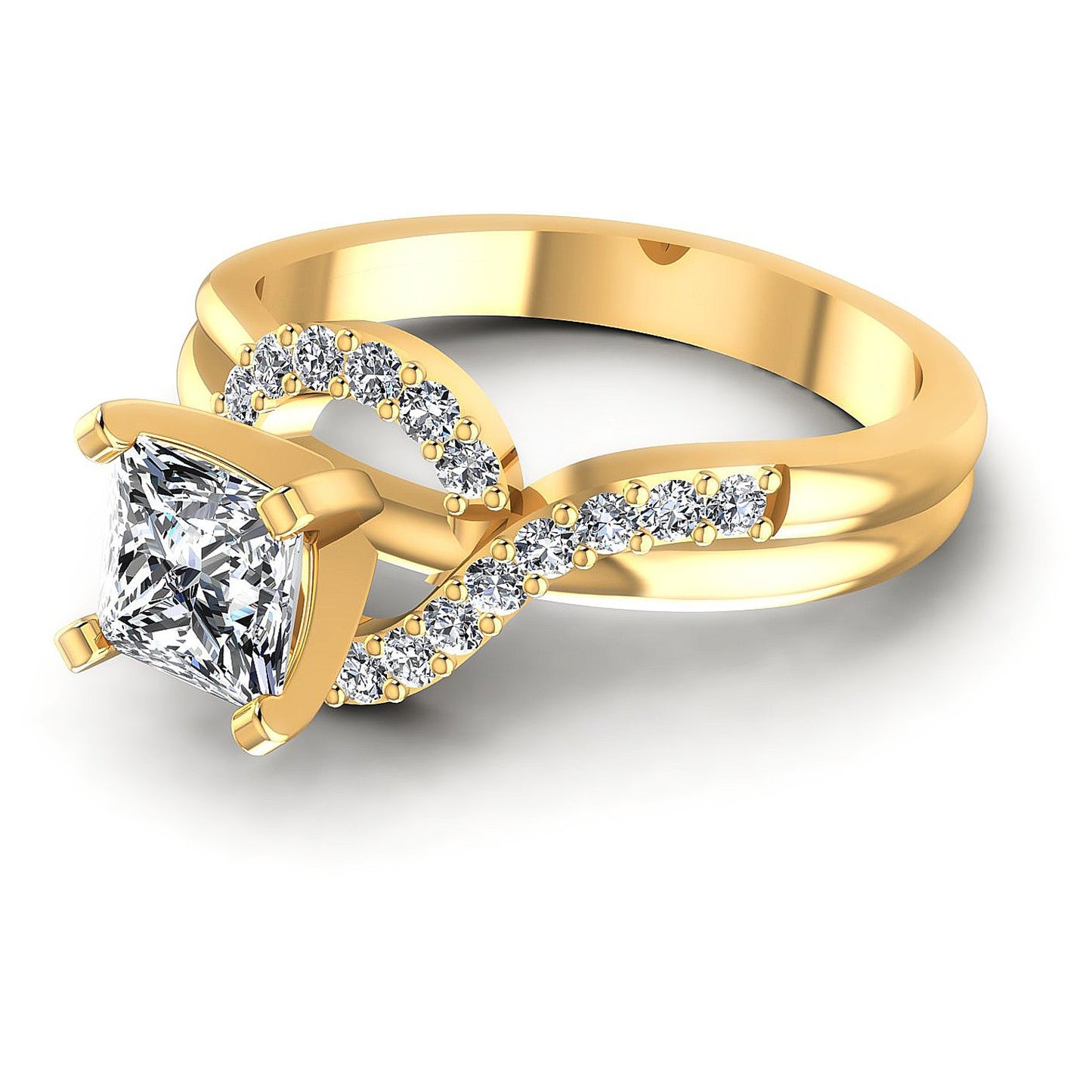 0.60CT Princess And Round Cut Diamonds Engagement Rings