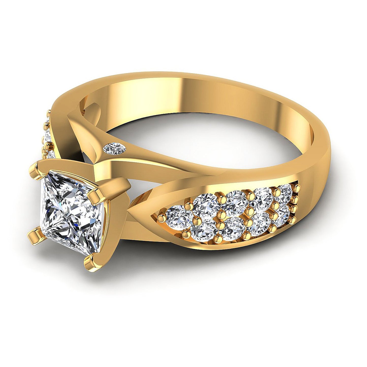 0.95CT Princess And Round Cut Diamonds Engagement Rings