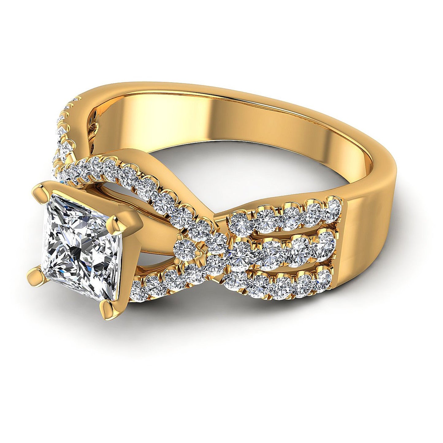 1.00CT Princess And Round Cut Diamonds Engagement Rings