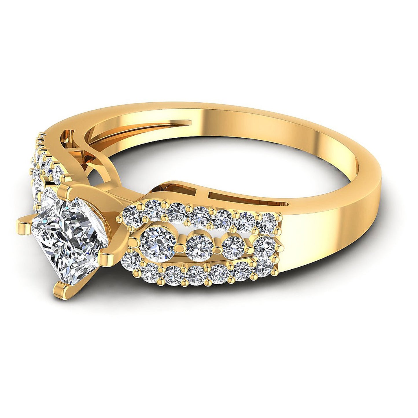 0.80CT Princess And Round Cut Diamonds Engagement Rings