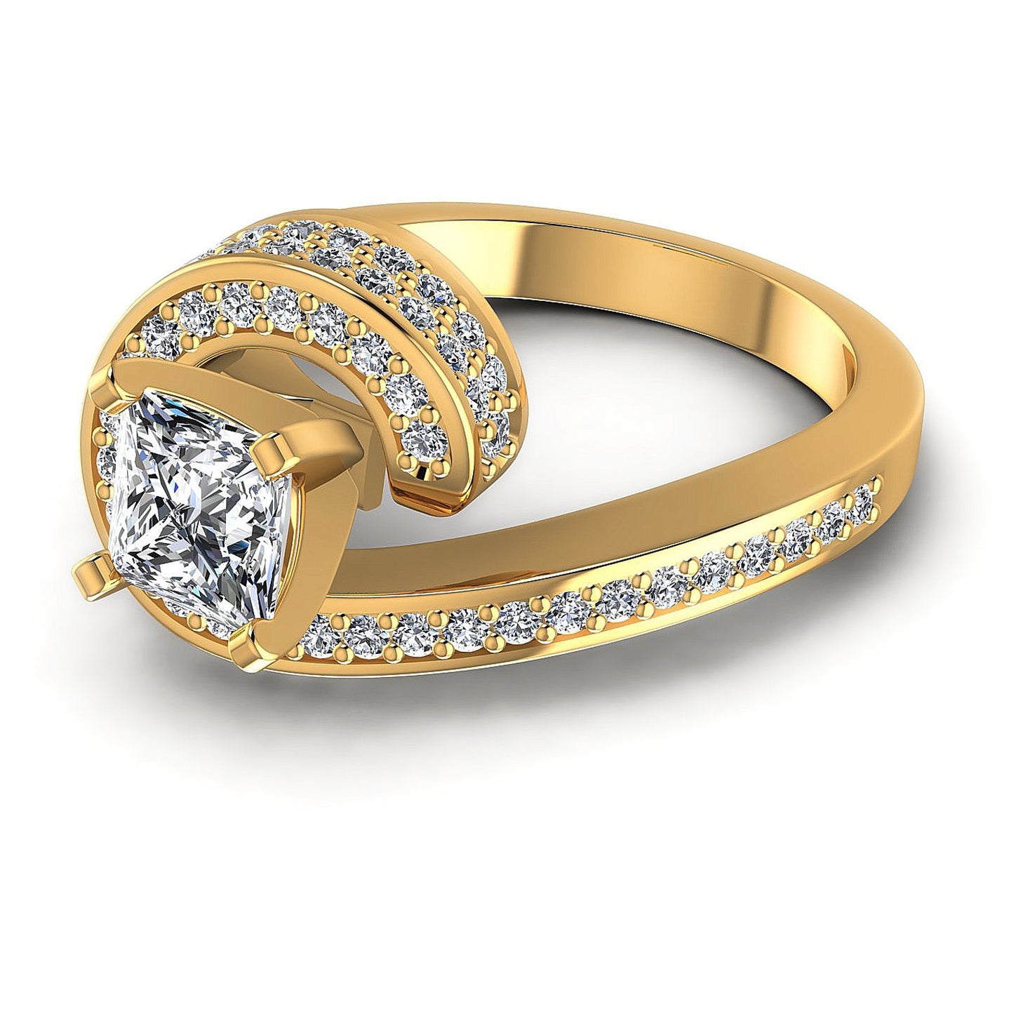 0.95CT Princess And Round Cut Diamonds Engagement Rings