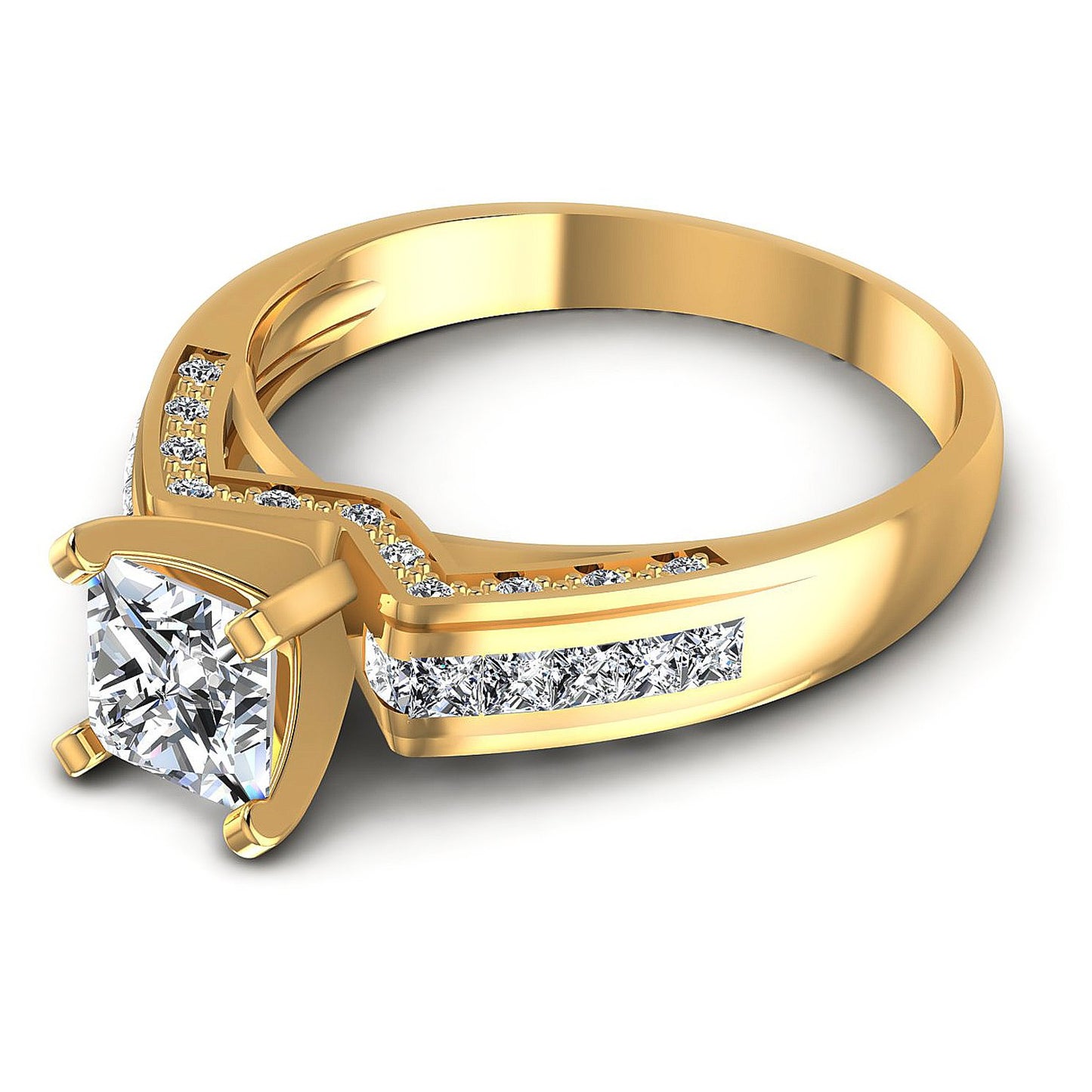 0.80CT Princess And Round Cut Diamonds Engagement Rings