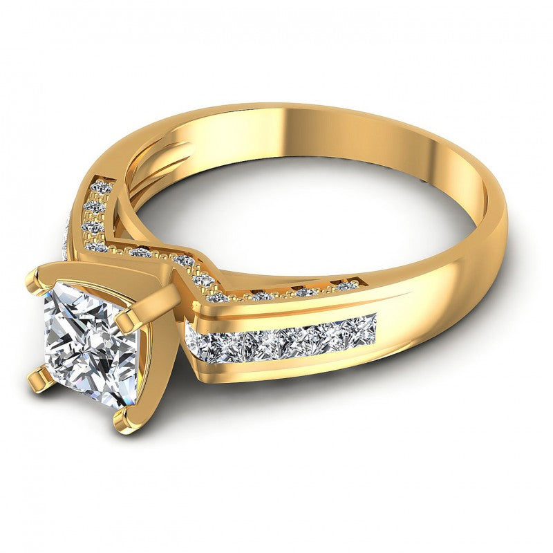 Princess and Round Diamonds 0.80CT Engagement Ring in 14KT Rose Gold