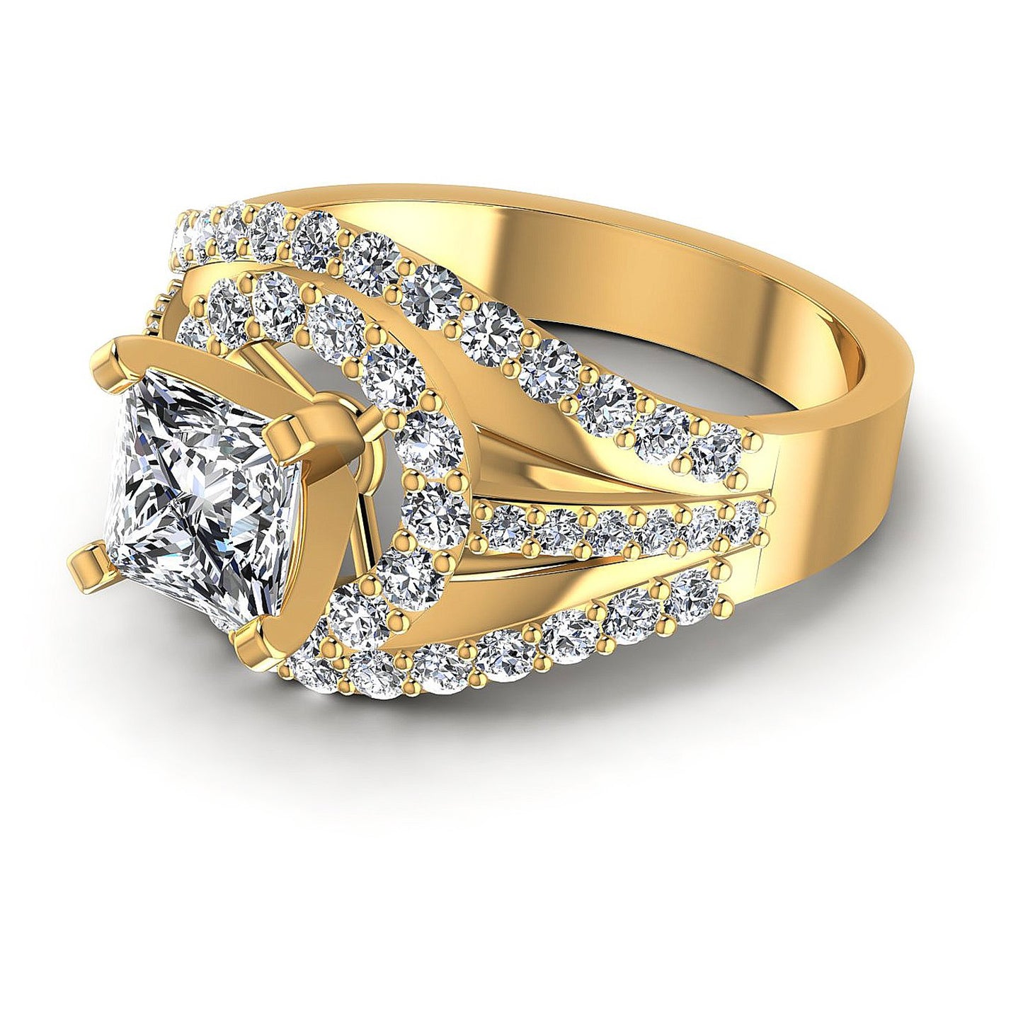 1.15CT Princess And Round Cut Diamonds Engagement Rings