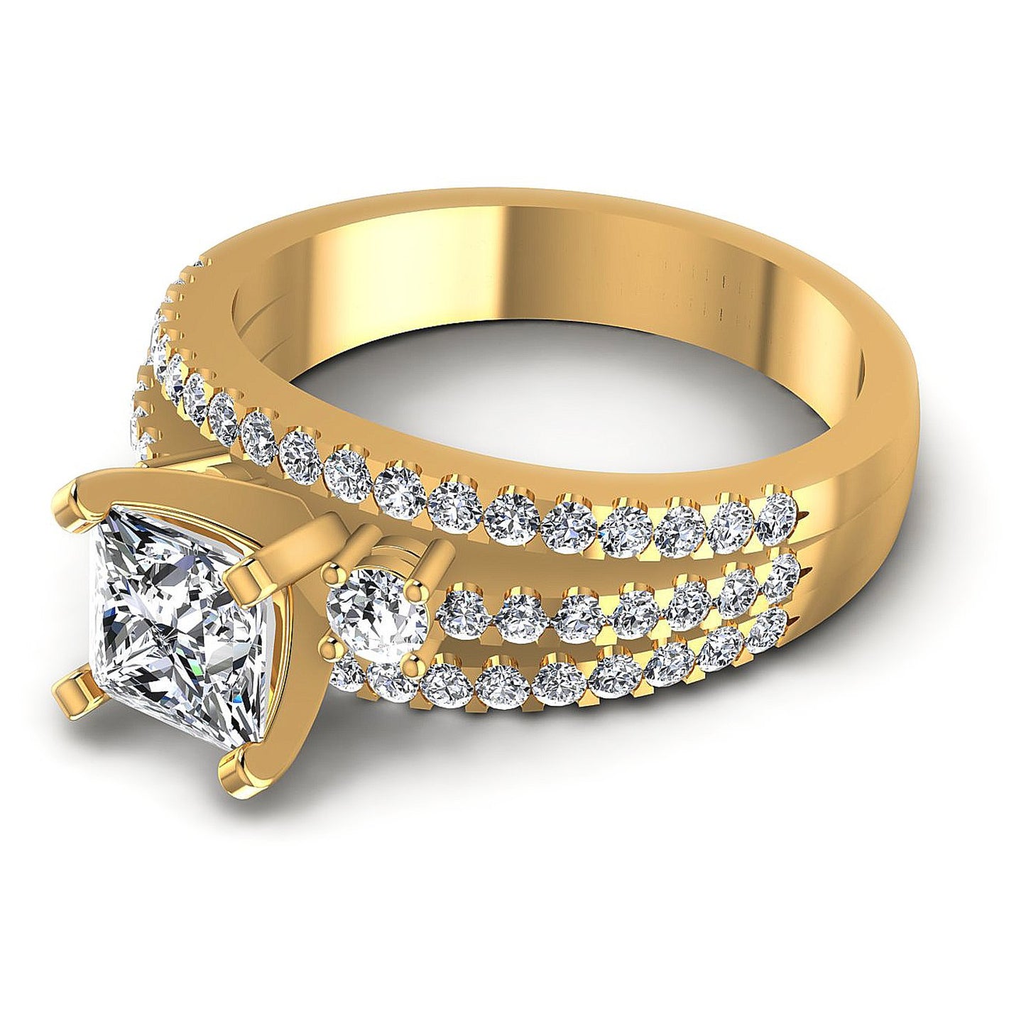 0.95CT Princess And Round Cut Diamonds Engagement Rings