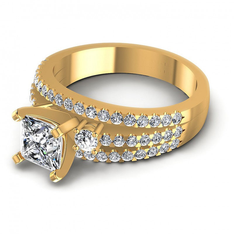 Princess and Round Diamonds 0.95CT Engagement Ring in 14KT Rose Gold