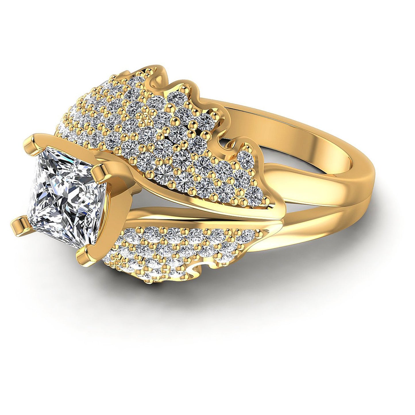 1.00CT Princess And Round Cut Diamonds Engagement Rings