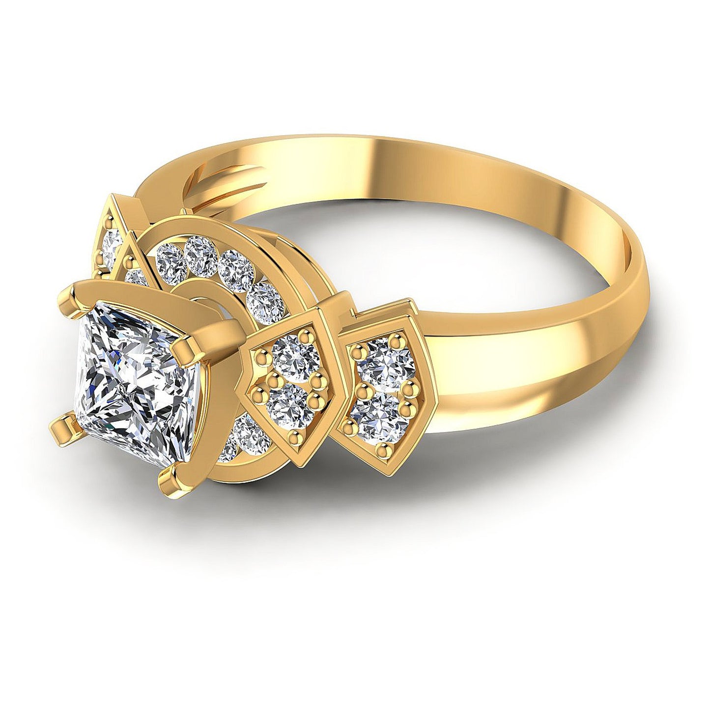 0.75CT Princess And Round Cut Diamonds Engagement Rings