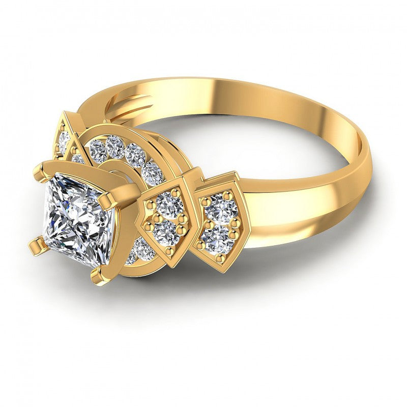 Princess and Round Diamonds 0.75CT Engagement Ring in 14KT Rose Gold