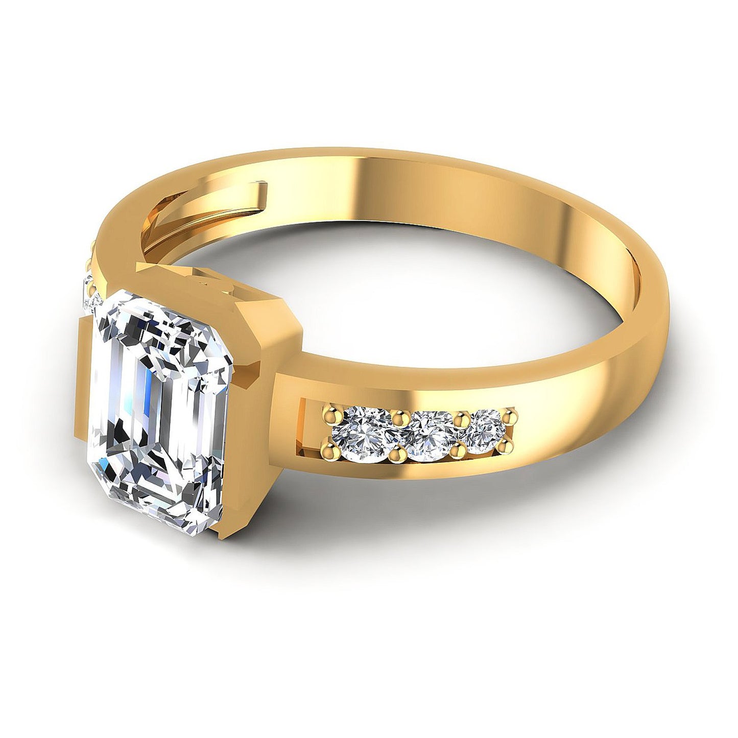 0.60CT Emerald And Round Cut Diamonds Engagement Rings