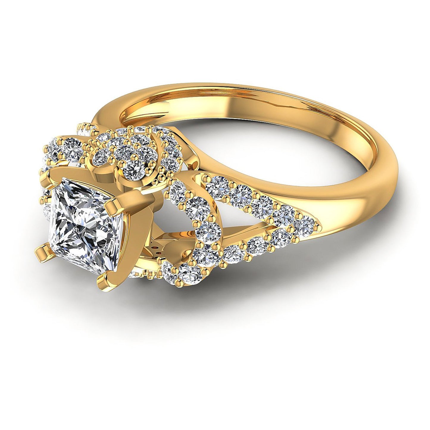 1.00CT Princess And Round Cut Diamonds Engagement Rings