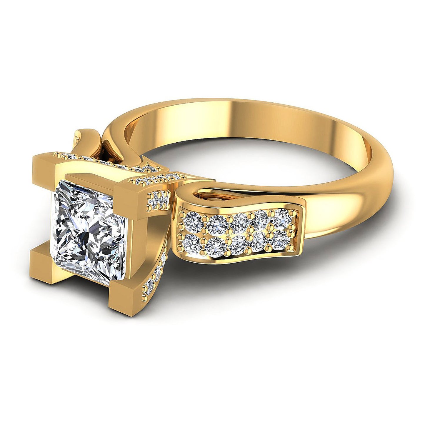 0.85CT Princess And Round Cut Diamonds Engagement Rings