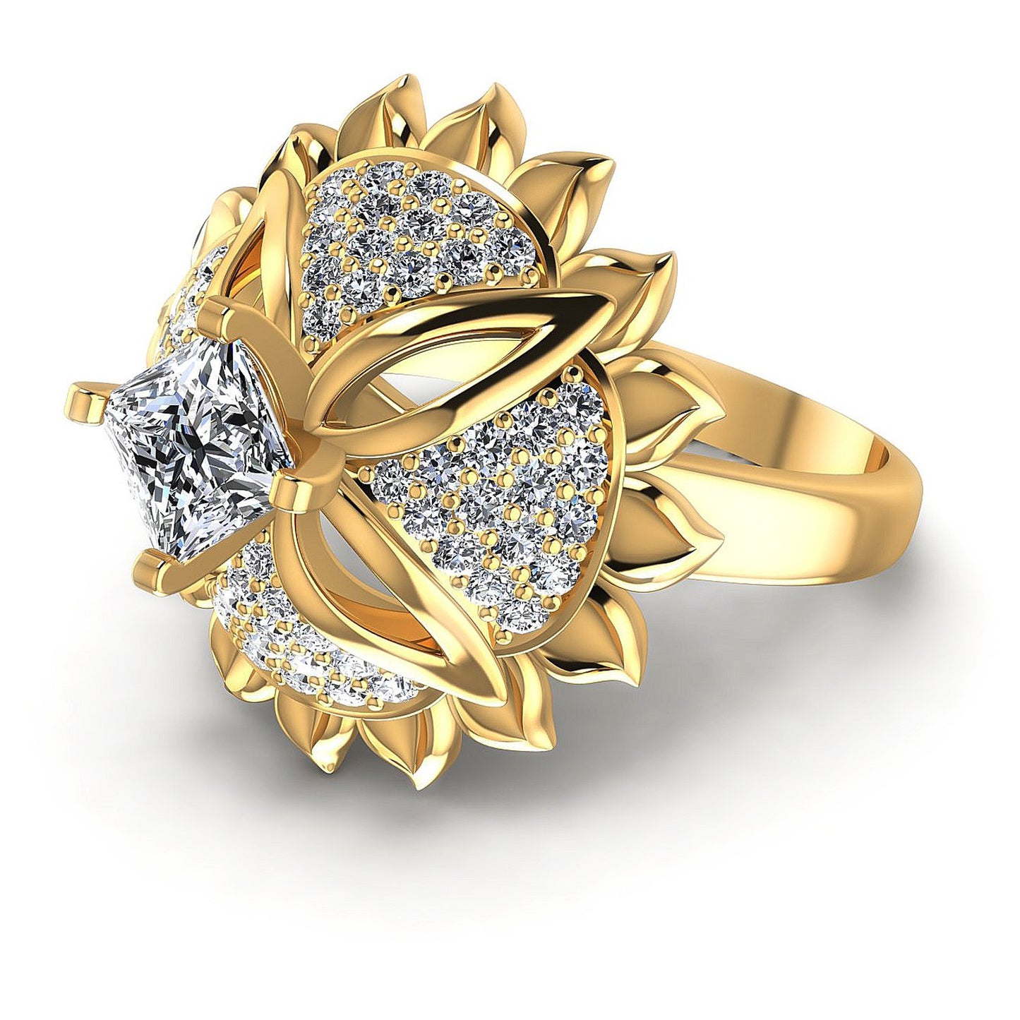 1.15CT Princess And Round Cut Diamonds Engagement Rings