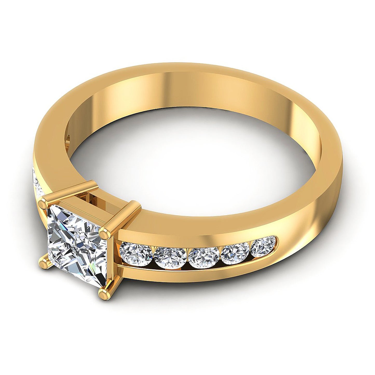0.75CT Princess And Round Cut Diamonds Engagement Rings