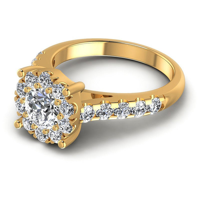 Round Diamonds 1.20CT Halo Ring in 14KT Rose Gold