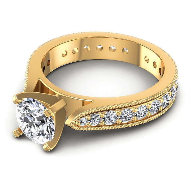 Round Cut Diamonds Antique Ring in 14KT Rose Gold