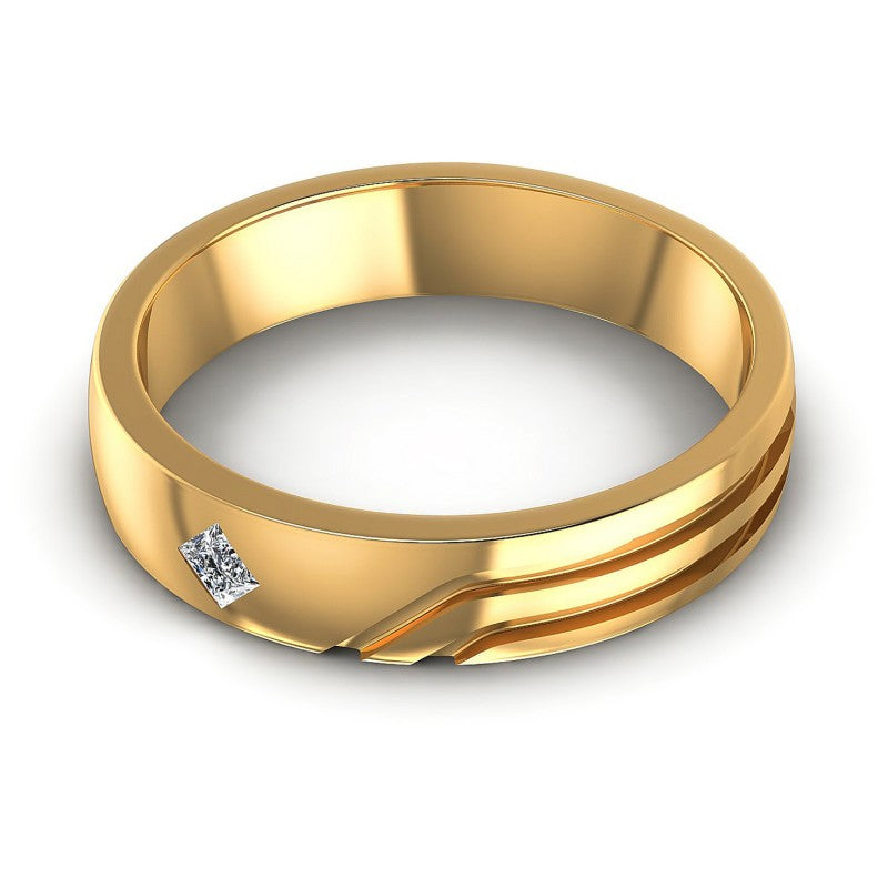 Triangle Cut Diamonds Mens Ring in 14KT Rose Gold
