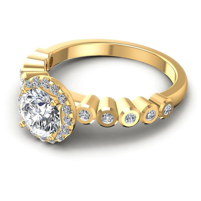 Round Diamonds 0.65CT Halo Ring in 14KT Rose Gold