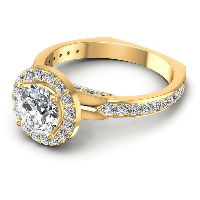 Round Diamonds 1.30CT Halo Ring in 14KT Rose Gold