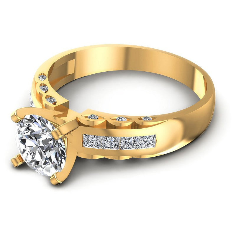 Princess and Round Diamonds 0.70CT Engagement Ring in 14KT Rose Gold