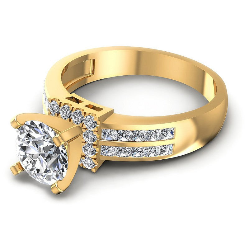 Princess and Round Diamonds 1.05CT Engagement Ring in 14KT Rose Gold