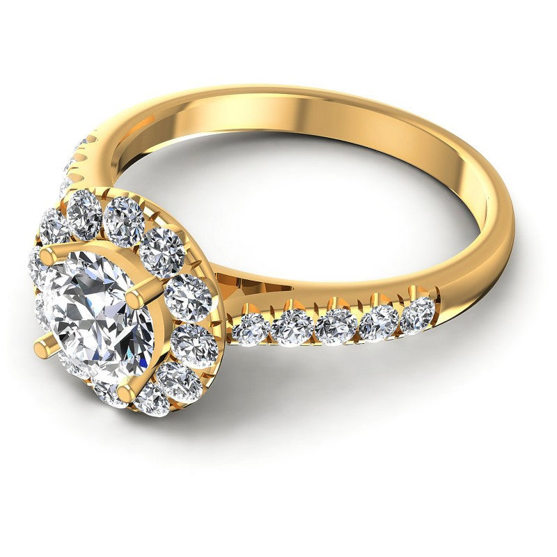 Round Diamonds 1.15CT Halo Ring in 14KT Rose Gold